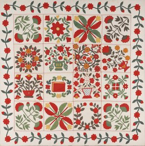 "Album Quilt", Baltimore, Maryland, ca. 1861 (bomull med silke og ull) av Martha E. Keech