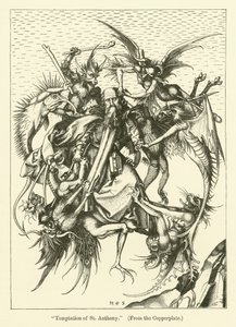 The Temptation of St Anthony (gravering) av Martin (after) Schongauer