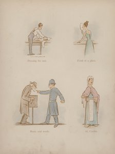 Side fra Humors of Cynicus (farget gravering)