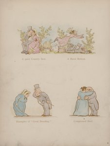 Side fra Humors of Cynicus (farget gravering)