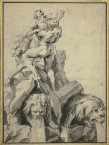 Hercules og Antaeus design for en fontene av Martin Desjardins