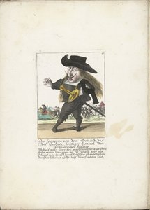 Den spanske dwerg Don Guappos, ca. 1710 Don Guappos, fra blodet til Don Quijote, dagens general for de franske spanjolene (tittel på objekt) Il Callotto resurcitato eller nyinnredet lite skap (serietittel) av Martin Engelbrecht (attributed to)