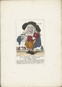 De dwerg Lucas Hirnzwik as een advocaat, ca. 1710 Dr. Lucas Hirnzwik, kjent talsmann i Schwaben Schnekenfeld, om kantareller (tittel på objekt) Il Callotto resurcitato eller Nyinnredet Zwerchen-kabinett (serietittel)