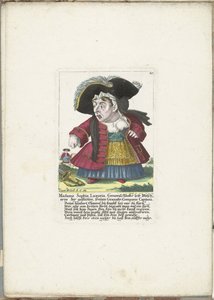De dwerg Madame Sophia Luxuria, ca. 1710 Madame Sophia Luxuria, general Staabs kroppsvasker for det trimmede, gratis Granatir-Companie Capitana (tittel på objekt) Il Callotto resurcitato eller nyinnredet lite skap (serietittel)