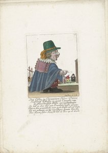 De dwerg Piters Kahlmüß Wisseller als walvisvaarder, ca. 1710 Den Edlen en Vornaemen Heer Piters Kahlmüß Wisseller, en groot Canzeler van de Groenlandische Walfis correspondenzien (title on object) Il Callotto resurcitato oder Neu eingerichtes Zwerchen C   av Martin Engelbrecht (attributed to)