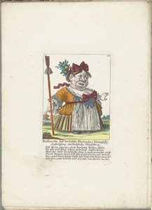 De dwerg Ruffanella som gjeterinne, ca. 1710 Ruffanella, gjeterinne som ler av Plorianders rørende forespørsel (tittel på objekt) Il Callotto resurcitato eller nyinnredet lite skap (serietittel) av Martin Engelbrecht (attributed to)