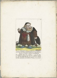 De joodse dwerg Natan Hirschl, ca. 1710 Natan Hirschl, primat fra Praha-jødedommen, og Püpen-maister godkjent av den hoebraiske loven, i skoleklærne sine (tittel på objekt) Il Callotto resurcitato eller nyinnredet Zwerchen-skap (se