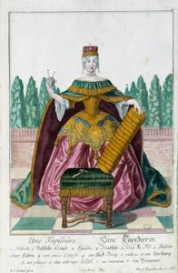 En møbeltrekk. Gravering av Martin Engelbrecht (1684-1756), i "" New assembly of the manouvries habilles"" 1700-tallet, Tyskland. Paris, dekorativ kunst av Martin Engelbrecht