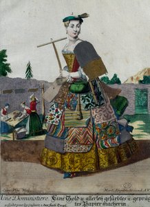 Produsent av farget papir, gravering fra Assemblage des nouveau manouvries habilles Martin Engelbrecht (1684-1756), Tyskland