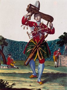 Produsent av fløyter, gravering fra Assemblage des nouveau manouvries habilles av Martin Engelbrecht (1684-1756), Tyskland av Martin Engelbrecht
