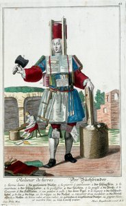 Metier: En bokperm. Gravering av Martin Engelbrecht (1684-1756), i "" New assembly of the manouvries habilles"" 1700-tallet, Tyskland. Paris, dekorativ kunst av Martin Engelbrecht
