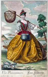 Metier: En fisk. Gravering av Martin Engelbrecht (1684-1756), i "" New assembly of the manouvries habilles"" 1700-tallet, Tyskland. Paris, dekorativ kunst av Martin Engelbrecht