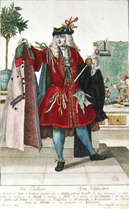 The Tailor, ca. 1735 (fargegravering) av Martin Engelbrecht