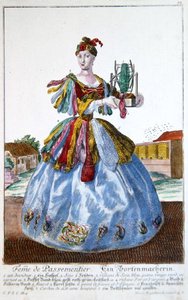 The Wife of a Soft Furnisher, ca. 1735 (fargegravering) av Martin Engelbrecht