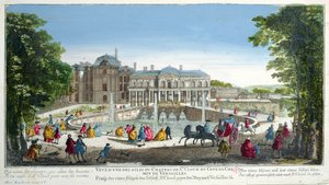 Utsikt over Chateau de Saint-Cloud nær Versailles, midten av 1700-tallet (fargegravering) av Martin Engelbrecht