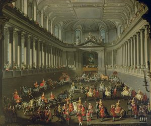 En kavalkade i vinterrideskolen i Wien Hof for å feire nederlaget til den franske hæren i Praha, 1743 (for detaljer se 66596 og 66708) av Martin II Mytens or Meytens