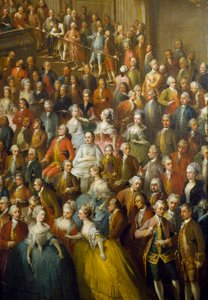 Fest gitt til ære for Maria Therese av Østerrike (1717-1780), den fremtidige keiseren Joseph II (1741-1790) og hans kone til Isabella av Parma (Bourbon-Parma, Bourbon Parma) den 10/10/1760 Detalj som viser i senter den unge Wolfgang Amadeus Mozart (1756-17