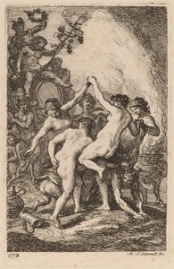 Bacchus triumf med dansende nymfer av Martin Johann Schmidt