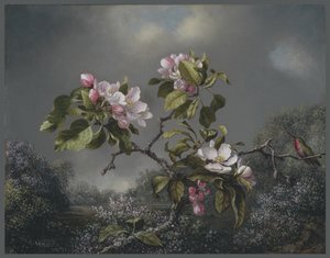 Epleblomster og kolibri, 1871 av Martin Johnson Heade