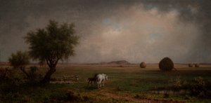 Hoppe og føll i en myr av Martin Johnson Heade