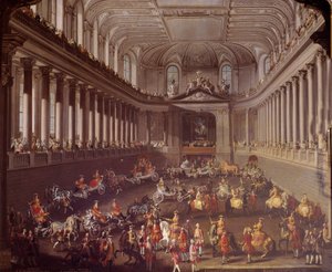 Karusellen av den spanske manesjen i Wien for å feire det franske nederlaget i Praha i 1763, Marie Therese fra Østerrike (1717-1780) er representert på den hvite hesten Maleri av skolen til Martin Meytens (1695-1770) 1700-tallets Wien. Kunsthistorisk Mus
