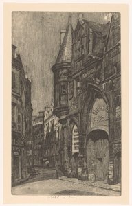 Gateutsikt med Hôtel de Sens i Paris