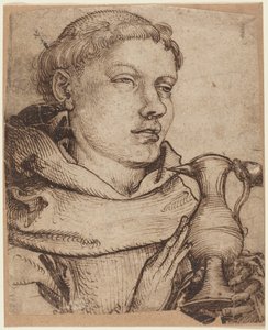 Byste av en munk som hjelper til ved nattverden av Martin Schongauer