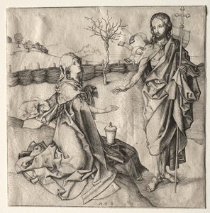 Kristus viser seg for Magdalen. av Martin Schongauer