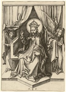 Kristus på tronen, med to engler av Martin Schongauer