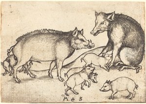 Familie av griser av Martin Schongauer