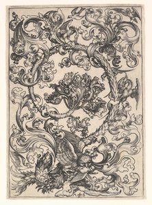 Ornament med ugle hånet av dagfugler, ca. 1435-1491. av Martin Schongauer
