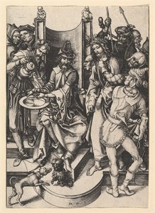 Pilatus vasker hendene, ca. 1435-1491. av Martin Schongauer