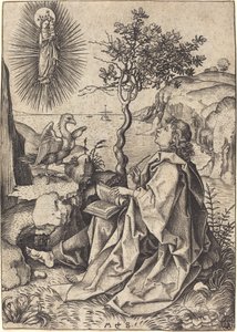 Saint John på Patmos av Martin Schongauer
