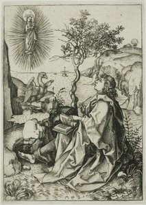 Evangelisten Johannes på Patmos av Martin Schongauer