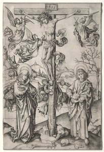 Korsfestelsen med fire engler. av Martin Schongauer