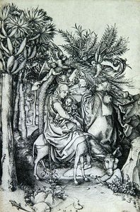 Flukten til Egypt (gravering) av Martin Schongauer