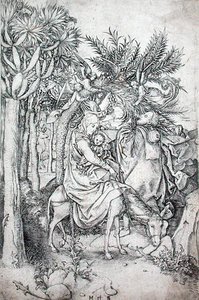 The Flight into Egypt, ca. 1470-80 (gravering) av Martin Schongauer