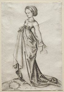 Den andre av de tåpelige jomfruer. av Martin Schongauer