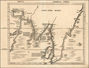 Kart over Sør- og Sørøst-Asia fra 1513 av Martin Waldseemüller av Martin Waldseemuller