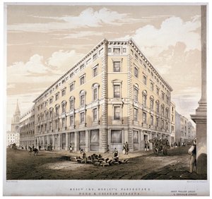 Mrs J&R Morleys varehus, hjørnet av Wood Street og Gresham Street, London, c1840. av Martin and Hood
