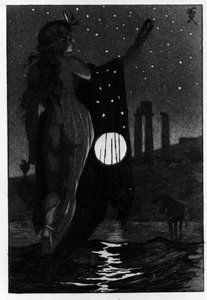 Photis forvandlet ved et uhell Lucius til et esel Les Metamorphoses (Golden Donkey eller Asinus aureus), en roman skrevet av Apulee (Lucius Apuleius) (rundt 125-rundt 180) på 200-tallet. Etching Water av Martin Van Maele av Martin van Maele