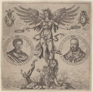 Alexander de Medici og Cosmo de Medici av Martino Rota