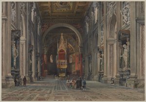 Interiøret til San Giovanni i Laterano, Roma, ca. 1896. av Martino del Don