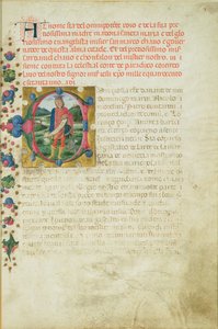 Historikert initial C som viser profeten Daniel i et landskap, ca. 1471 av Martino di Giorgio da Modena