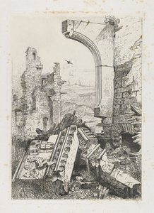 Ruinene av Bourscheid slott av Martinus Antonius Kuytenbrouwer jr.