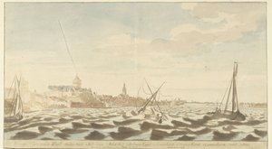 Utsikt over Nijmegen fra Waal Nymegen te sien vande Waell (tittel på objekt) av Martinus Berkenboom