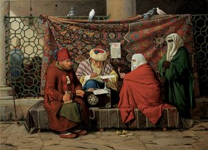 En tyrkisk notarius tegner en ekteskapskontrakt foran Kilic Ali Pasha-moskeen, Tophane, Cinstantinopel, 1837