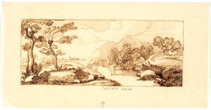 Landschaft mit biblischem Motiv av Martinus Rørbye