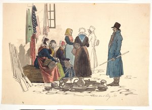 Scene fra torget i Thisted av Martinus Rørbye