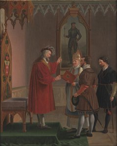 Adolf, hertug av Schleswig-Holstein, avslår tilbudet om å tiltre den danske tronen. Kopi etter C. W. Eckersberg